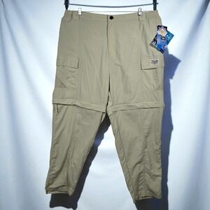 Bimini Bay Convertible Cargo Pants‎ Men 3XL Beige UPF 50+ Outdoor Hiking NWT